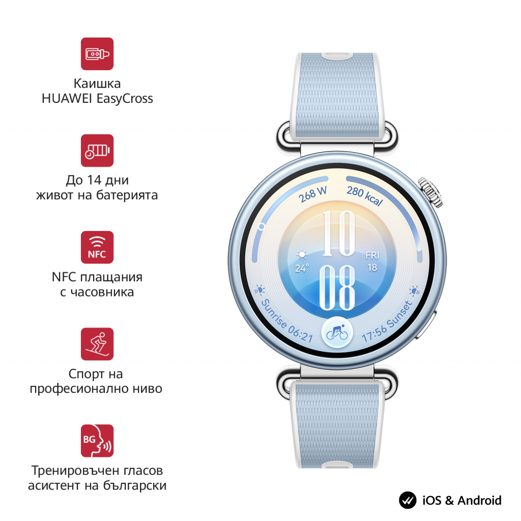 Смарт часовник Huawei Watch GT 7 &nbsp;Konsu-B39FB Blue and White Fluoroelastomer